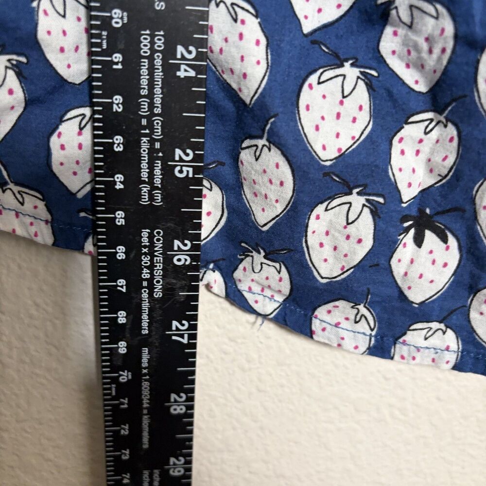 Maeve by Anthropologie Shirt Women's 8 Blue Button Down Strawberry Printed Top - Picture 5 of 8